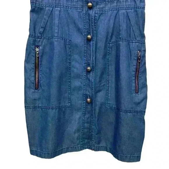 LANVIN x ACNE Denim Shirt Dress Multi Pocket Metal Button Women's - Picture 6 of 7